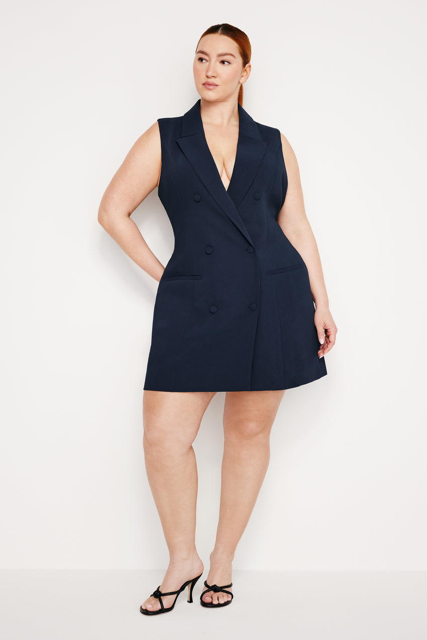 LUXE SUITING MINI DRESS | NEW NAVY002 View 6 - model: Size 16 |