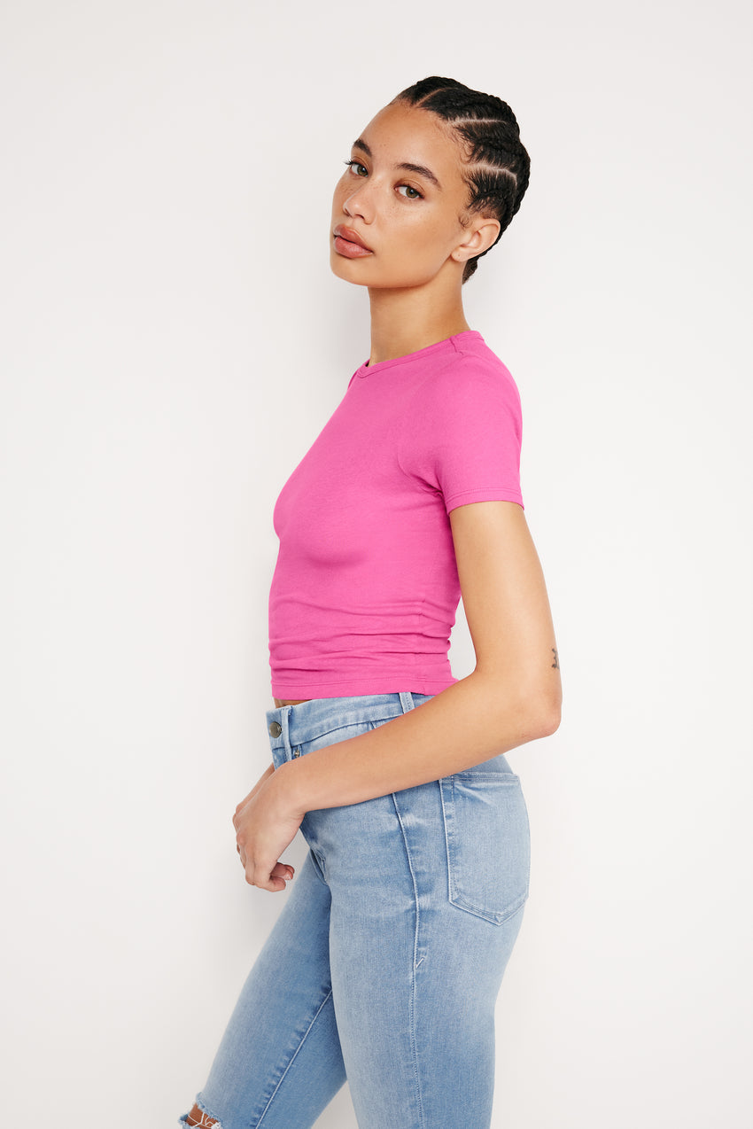 FEATHERWEIGHT COTTON SLIM TEE | PINK GLOW002 View 1 - model: Size 0 |