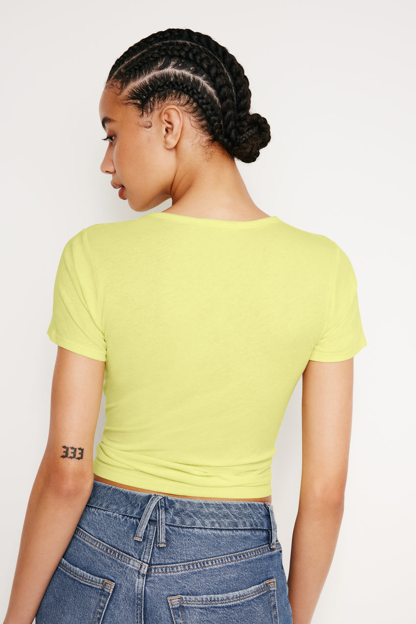 LIGHTWEIGHT SLIM COTTON TEE | PALO VERDE002 View 2 - model: Size 0 |