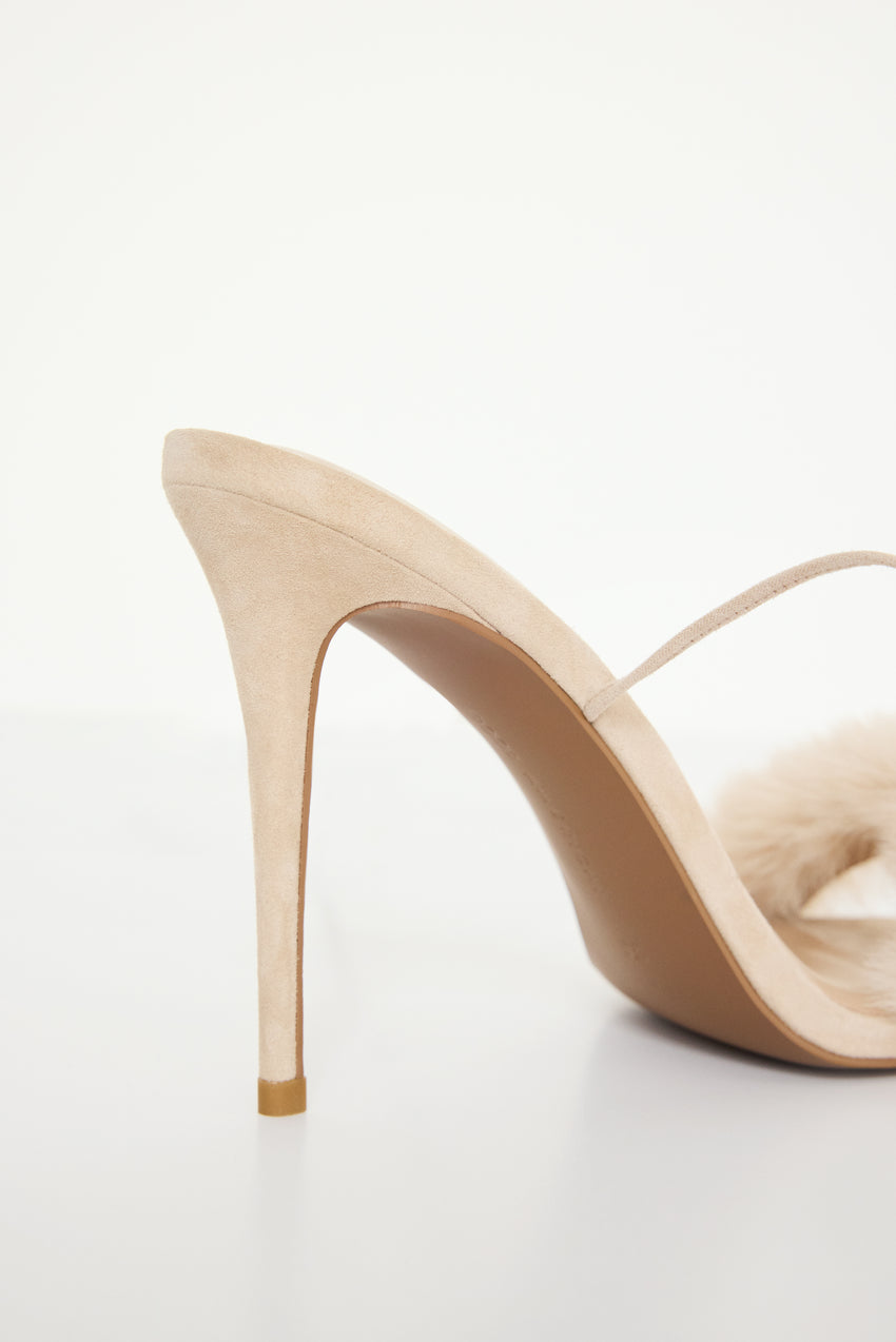 FUR WRAP HEELS | CHAMPAGNE005 View 4 - model: Size 0 |