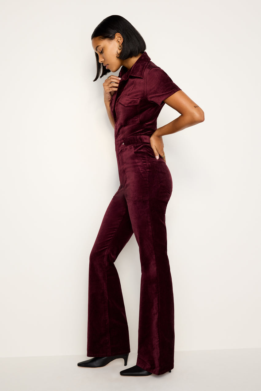 FIT FOR SUCCESS VELVET BOOTCUT JUMPSUIT | OXBLOOD002 View 3 - 