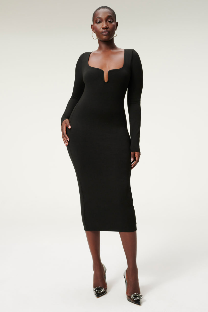 U RING MIDI DRESS | BLACK001 View 2 - model: Size 8 |