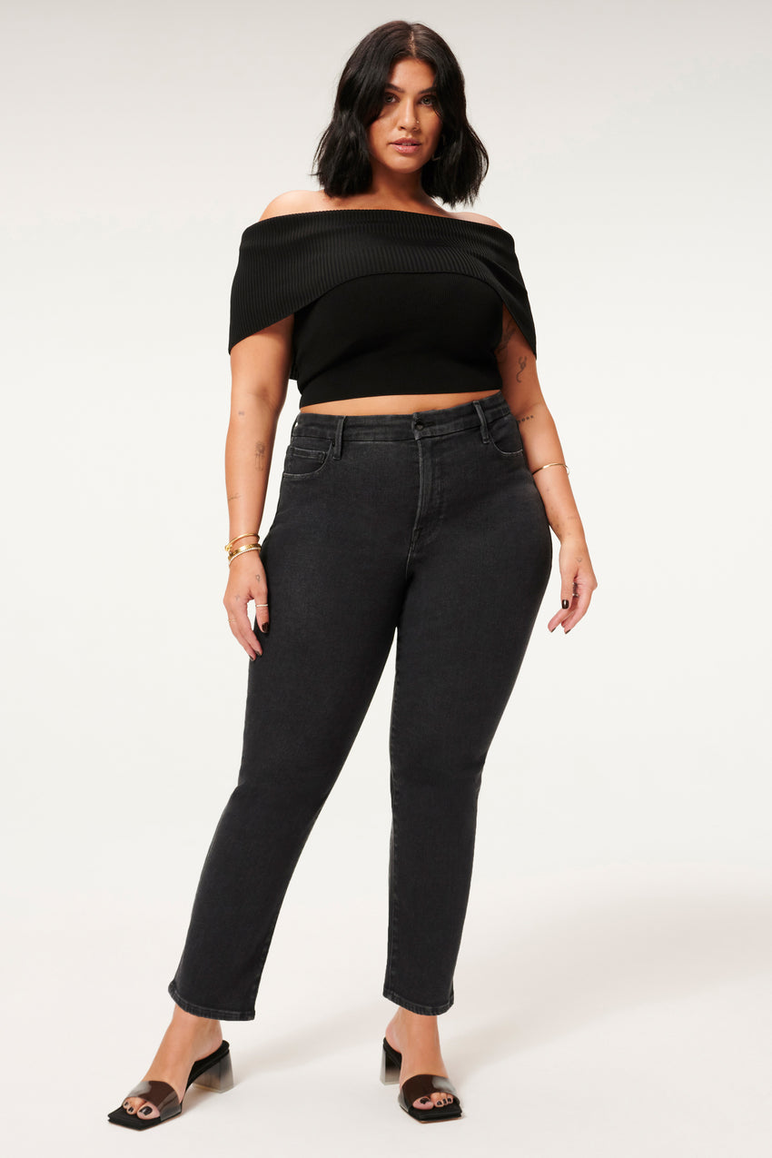GOOD LEGS STRAIGHT JEANS| BLACK184 View 5 - model: Size 16 |