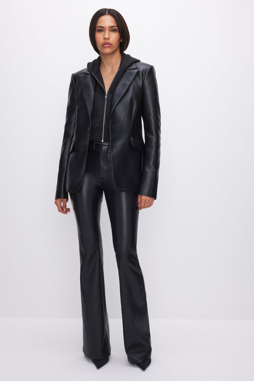 FAUX LEATHER SCULPTED BLAZER | BLACK001 View 2 - model: Size 0 |