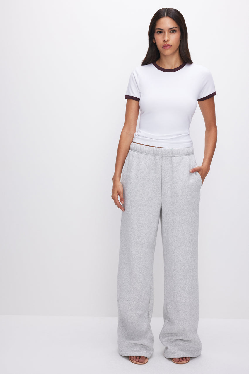 BRUSHED FLEECE WIDE LEG SWEATPANT