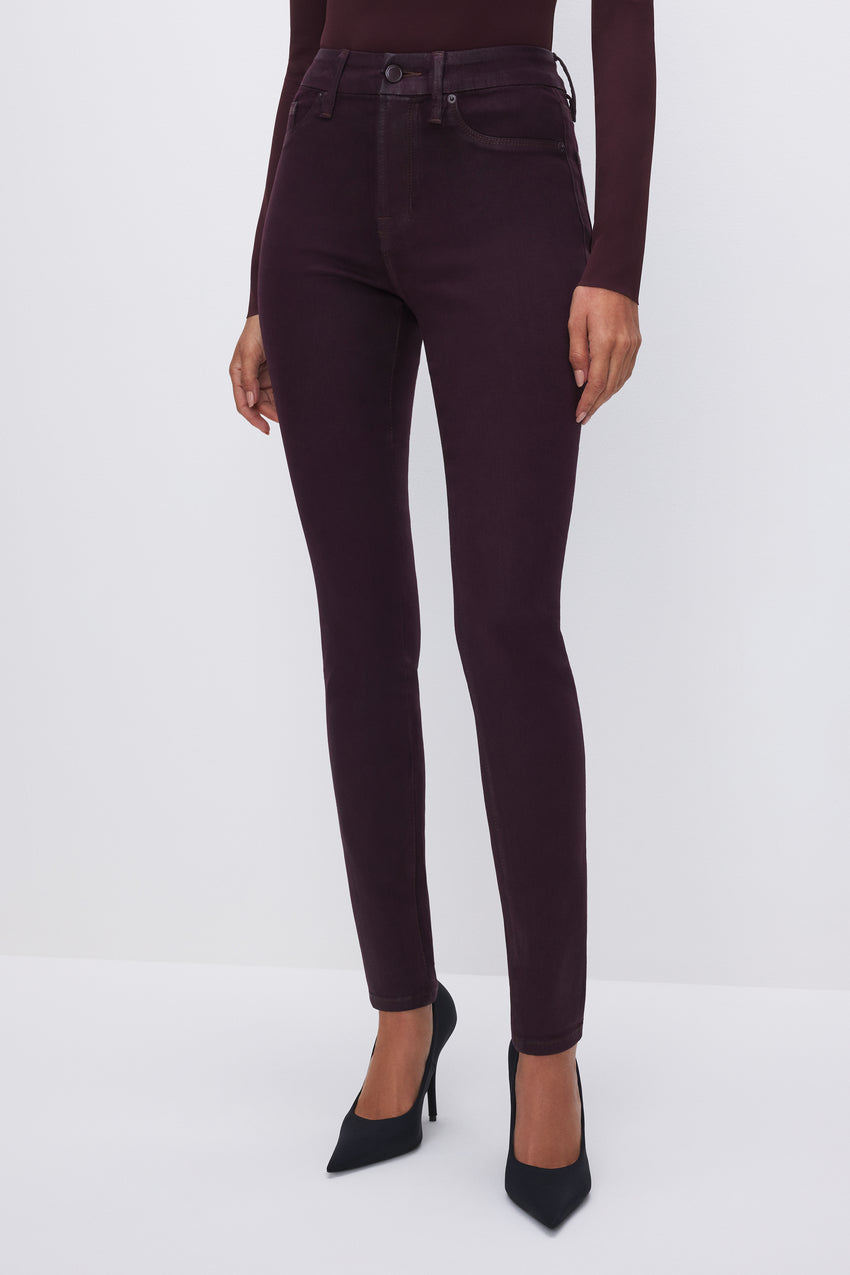 Tall Sculpting Pocket High Rise Skinny Jeans in Burgundy Coated