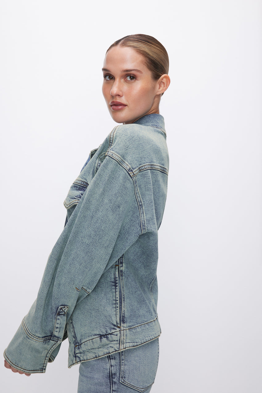 DENIM OPEN JACKET | BLUE690 View 1 - model: Size 0 |