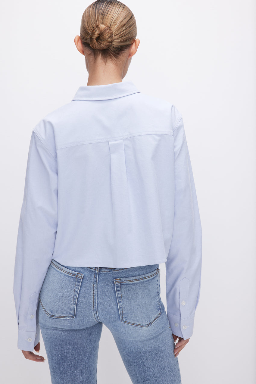 CROPPED COTTON OXFORD SHIRT | GOOD BLUE002 View 1 - model: Size 0 |