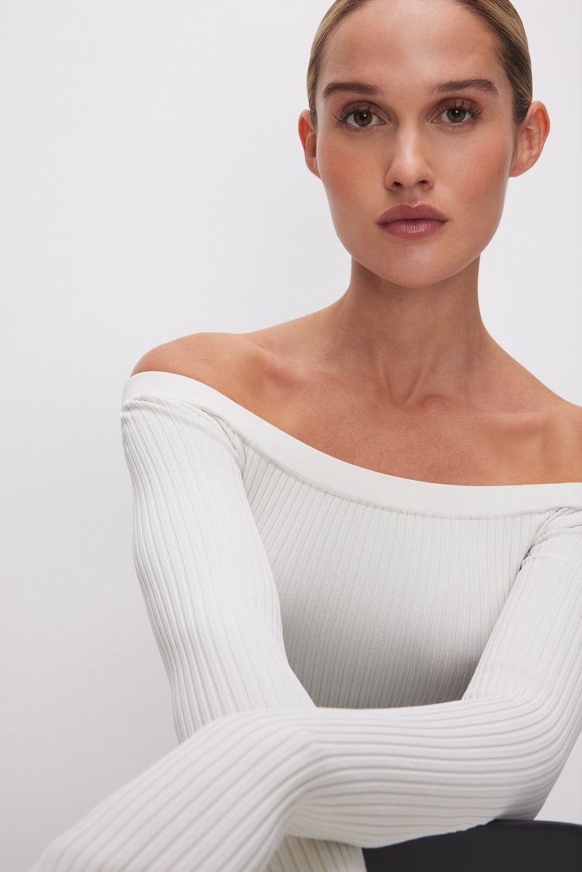 STRETCH RIB MAXI DRESS | CLOUD WHITE View 1 - model: Size 0 |