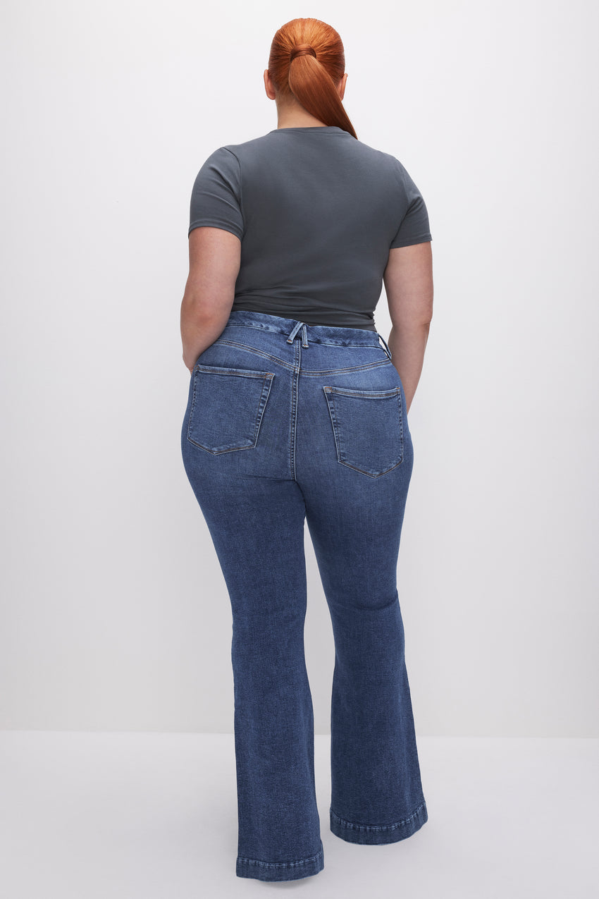 GOOD LEGS FLARE JEANS | INDIGO616 View 6 - model: Size 16 |