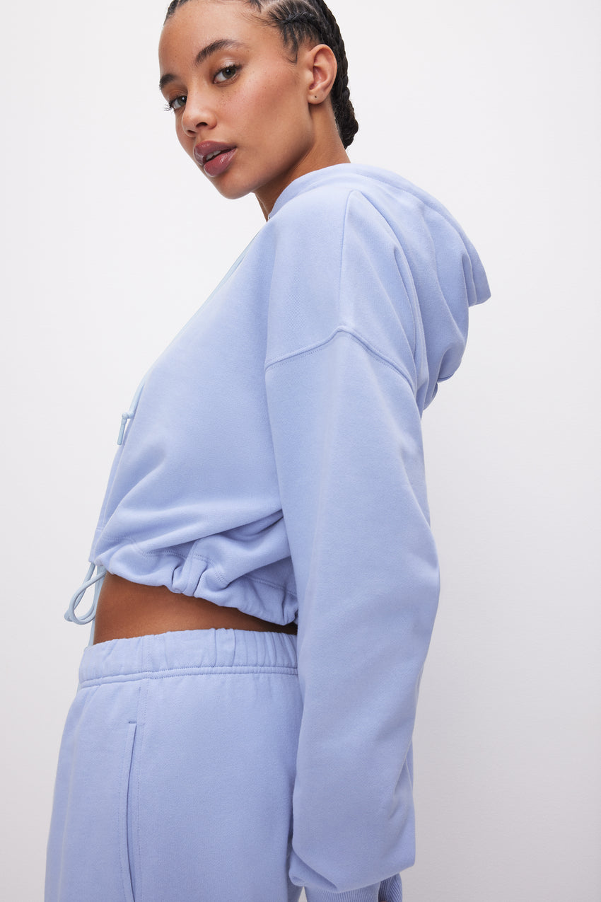 CROPPED COTTON HOODIE | GLASS001 View 1 - model: Size 0 |
