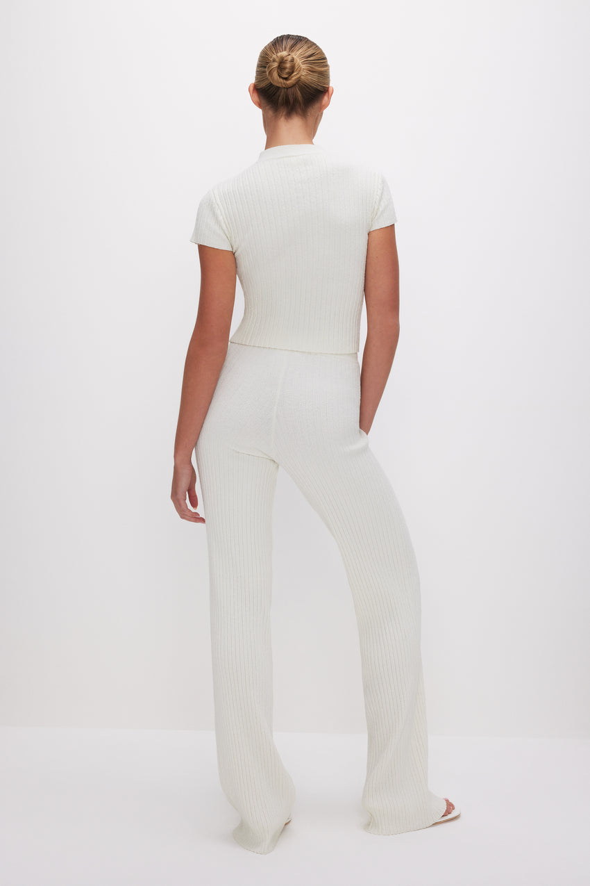 RIBBED TERRY FLARED PANTS | CLOUD WHITE View 1 - model: Size 0 |