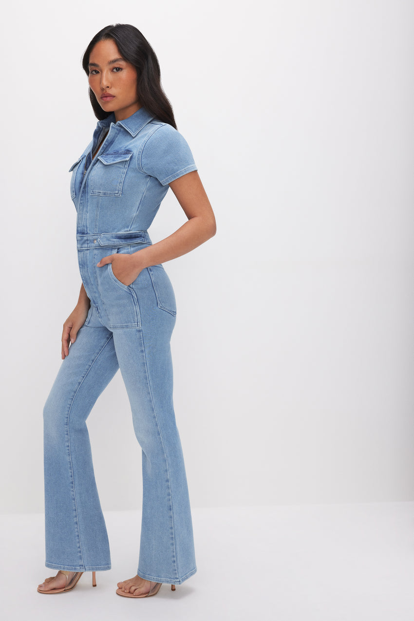 PETITE FIT FOR SUCCESS BOOTCUT JUMPSUIT | BLUE274 - GOOD AMERICAN