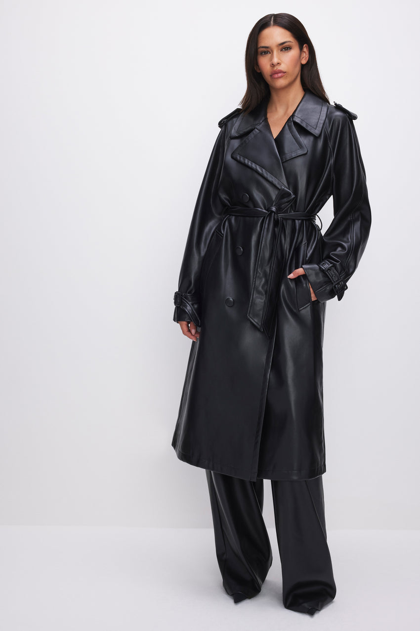 FAUX LEATHER TRENCH COAT | BLACK001 View 0 - model: Size 0 |