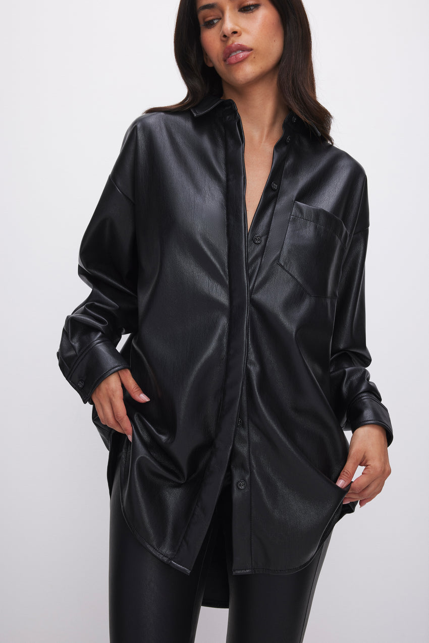 FAUX LEATHER SHIRT | BLACK001 View 0 - model: Size 0 |