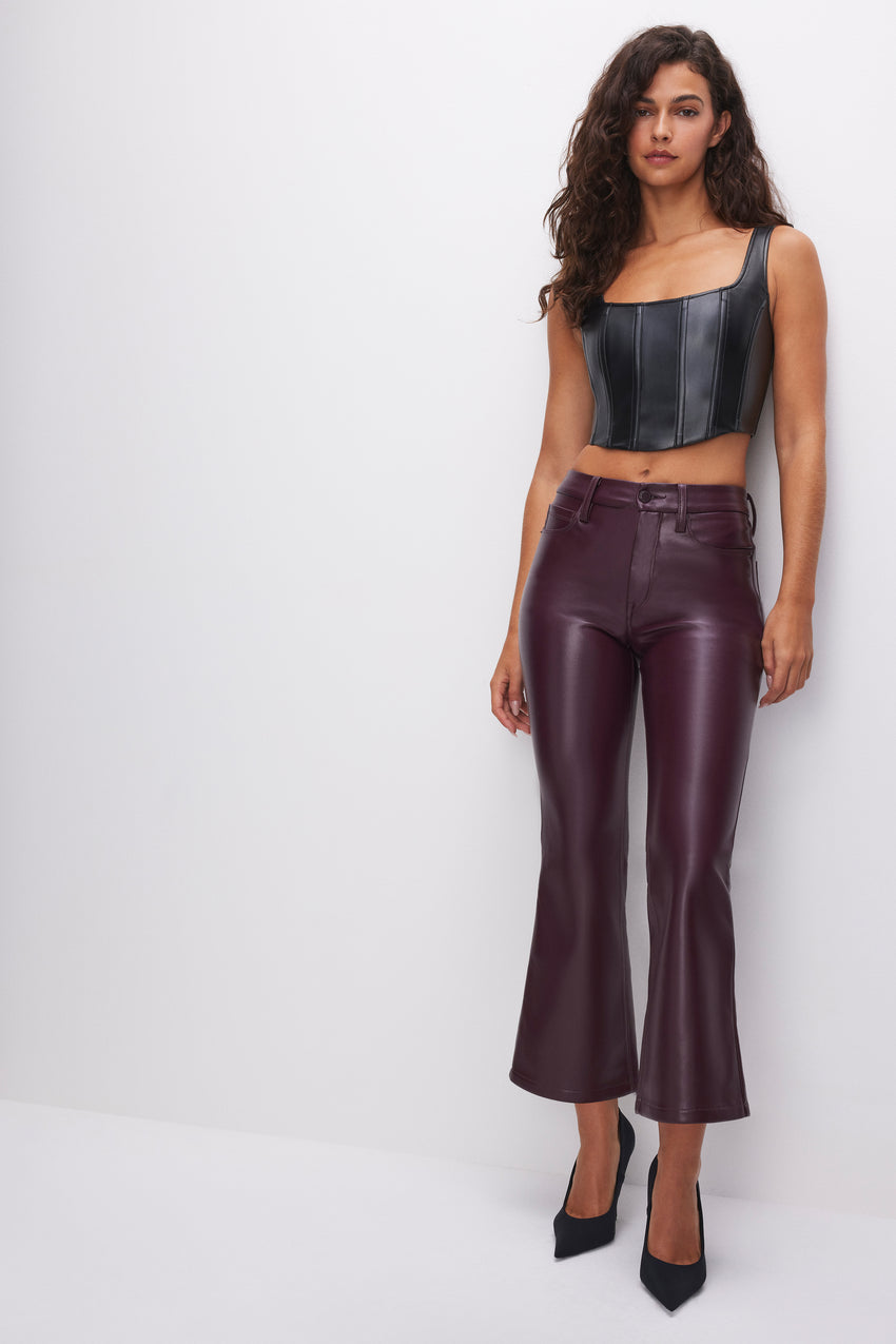 GOOD LEGS CROPPED MINI BOOT FAUX LEATHER PANTS | MALBEC003 View 0 - model: Size 0 |