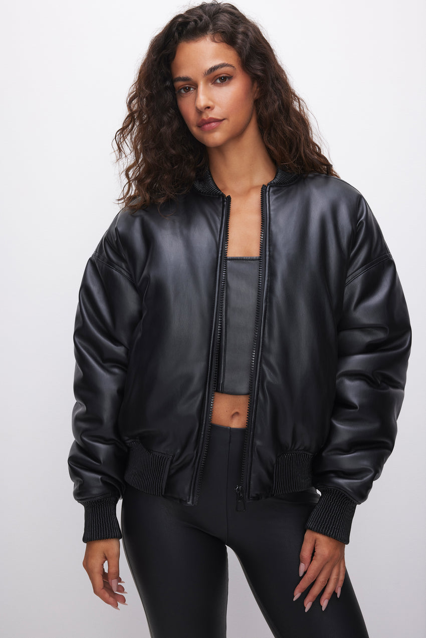 FAUX LEATHER BOMBER JACKET