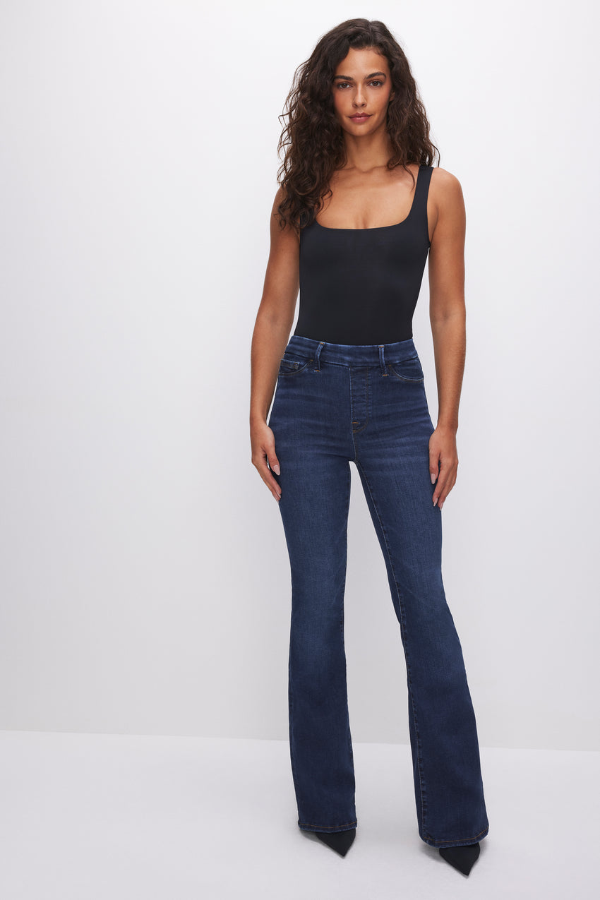 POWER STRETCH PULL-ON FLARE JEANS | INDIGO491 - GOOD AMERICAN