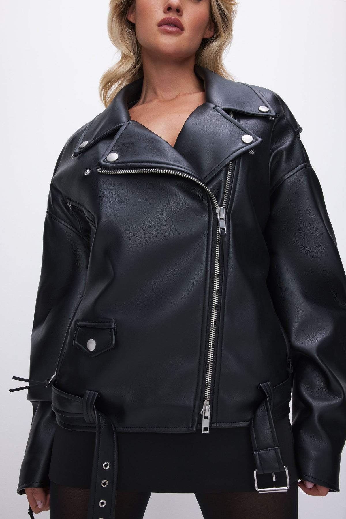 Faux Leather Oversized Moto Jacket