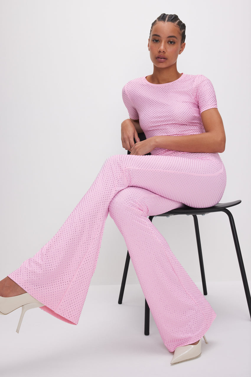 SMOOTH MATTE CRYSTAL PULL-ON FLARES | SUGAR PINK003 View 2 - model: Size 0 |