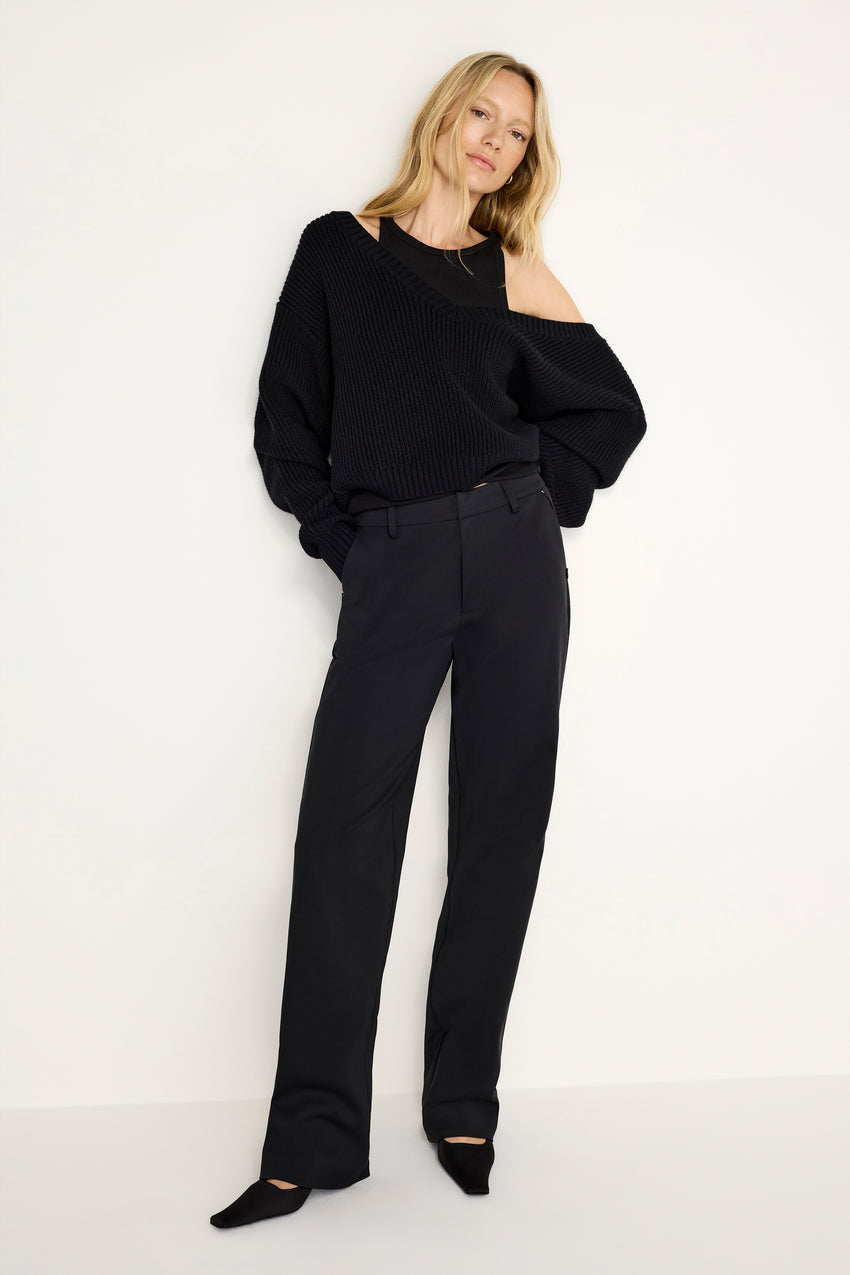 POPLIN TROUSERS | BLACK001 View 5 - model: Size 0 |