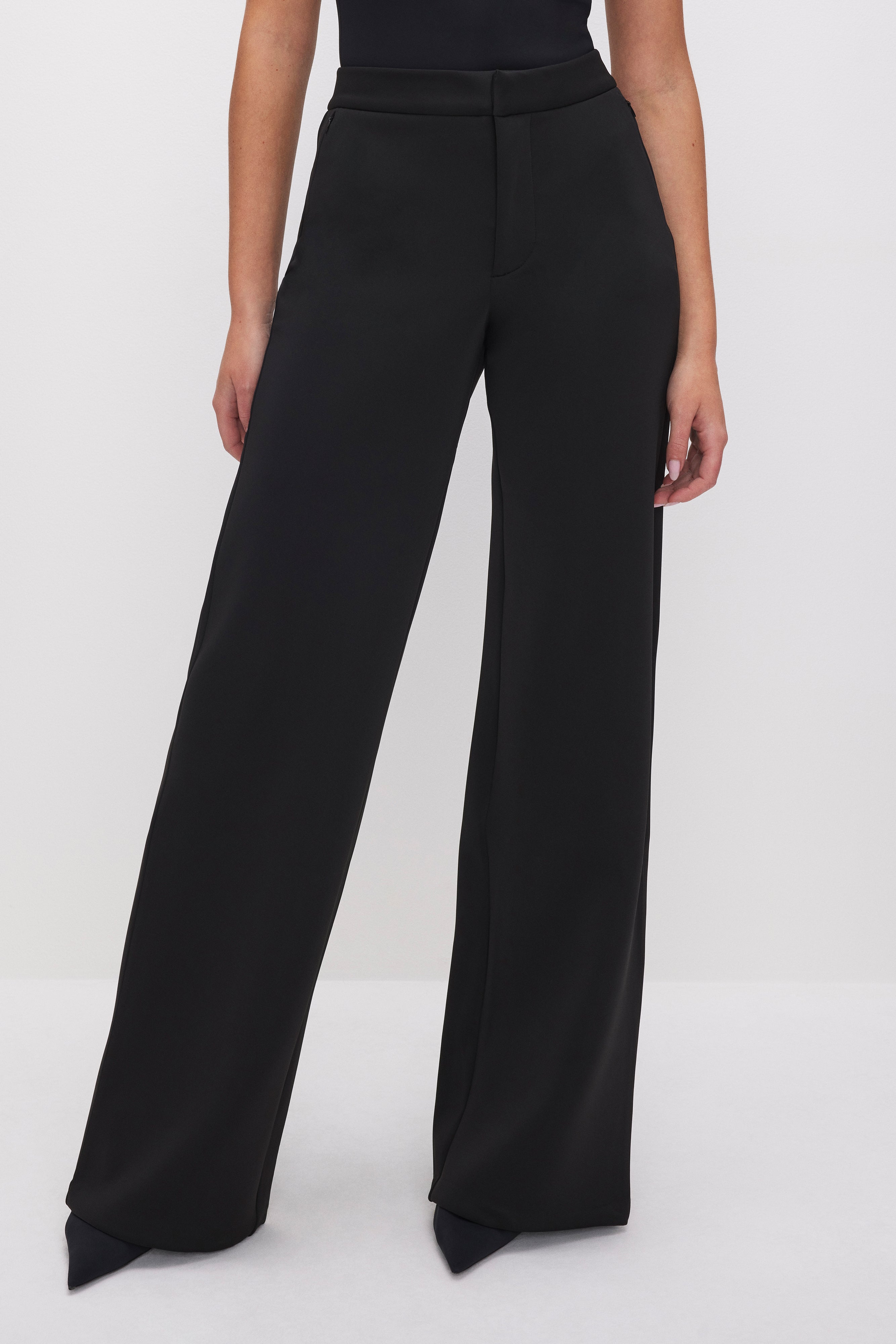 SCUBA WIDE LEG TROUSERS | BLACK001 - GOOD AMERICAN