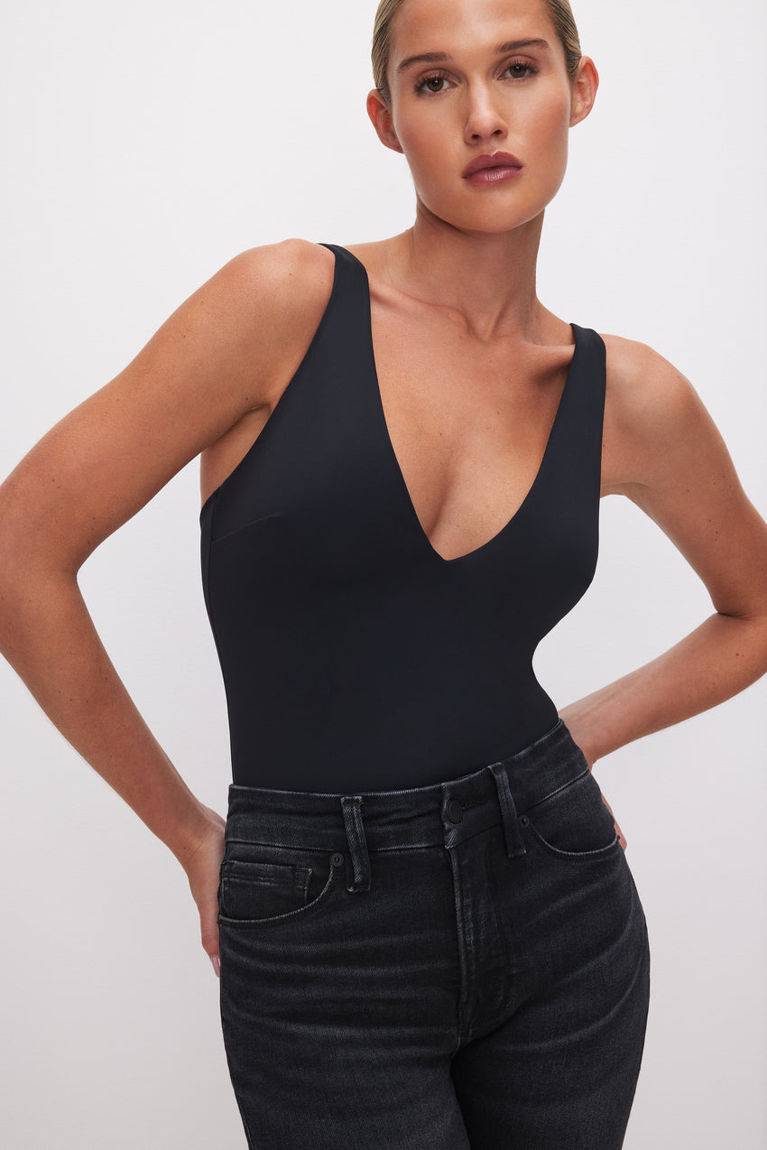 Buy Good American Disco V-neck Bodysuit - Blue Rinse At 69% Off