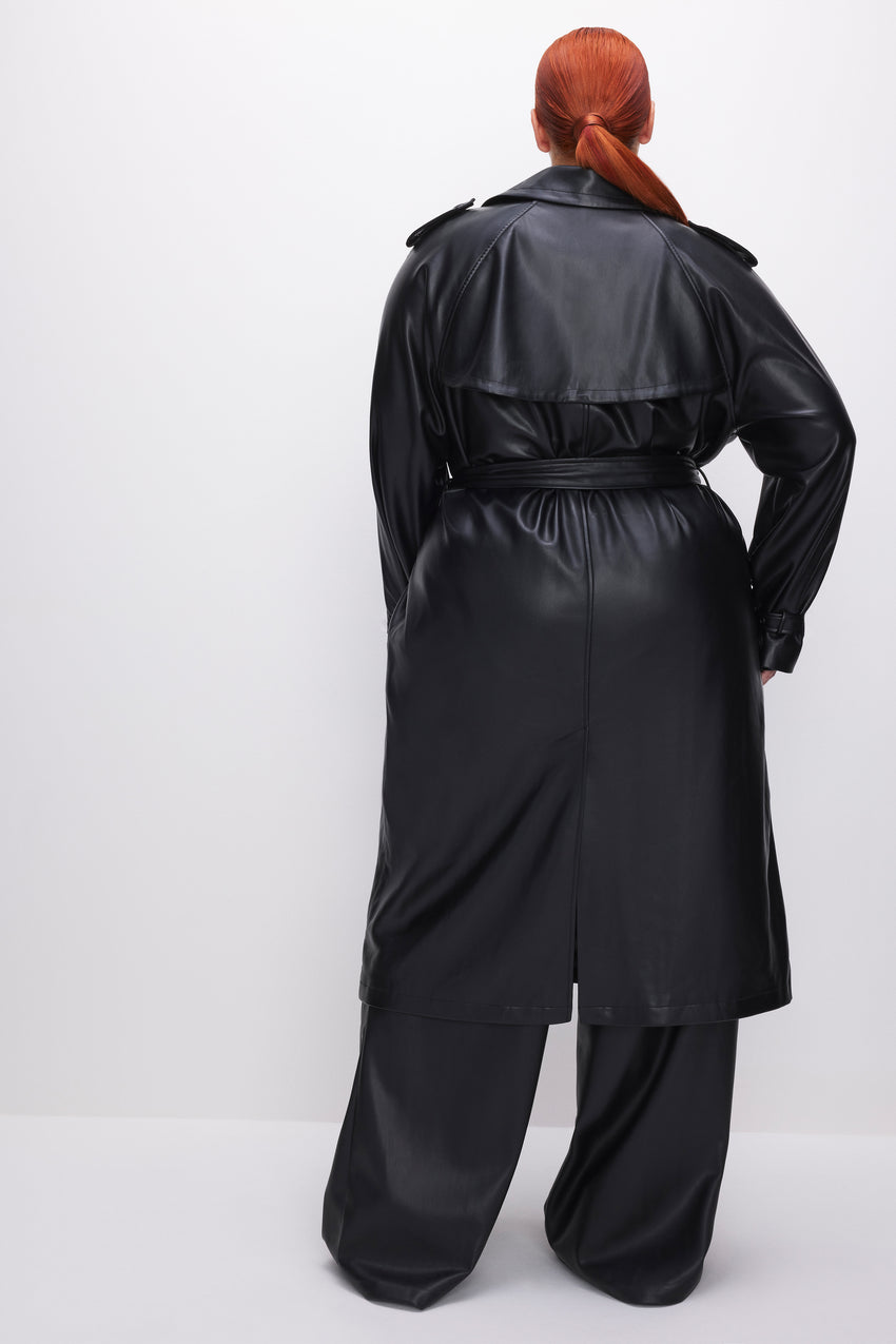 FAUX LEATHER TRENCH COAT | BLACK001 View 7 - model: Size 16 |