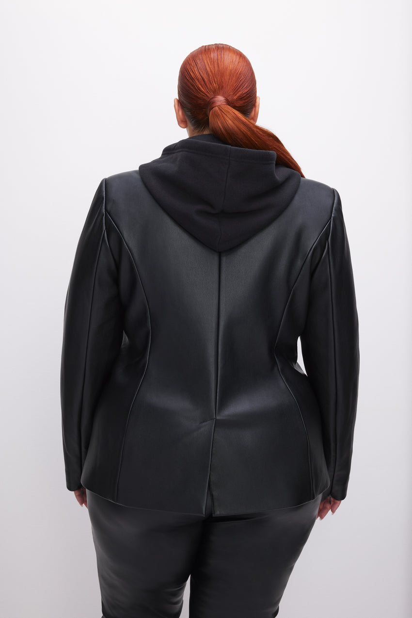 FAUX LEATHER SCULPTED BLAZER | BLACK001 View 9 - model: Size 16 |