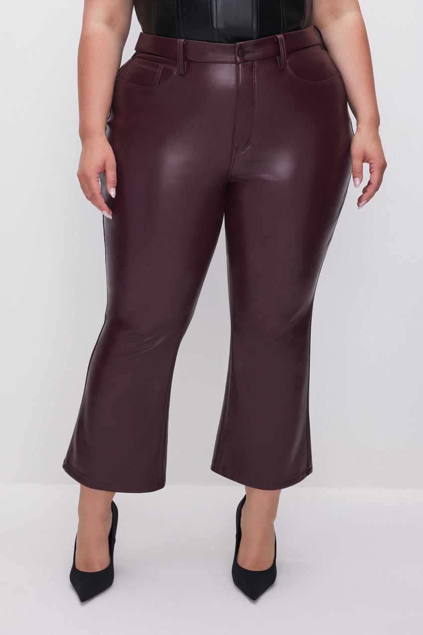 GOOD LEGS CROPPED MINI BOOT FAUX LEATHER PANTS | MALBEC003 View 5 - model: Size 16 |