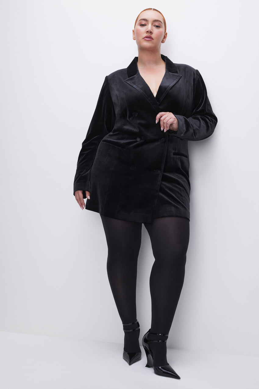 VELVET BLAZER MINI DRESS | BLACK001 View 6 - model: Size 16 |