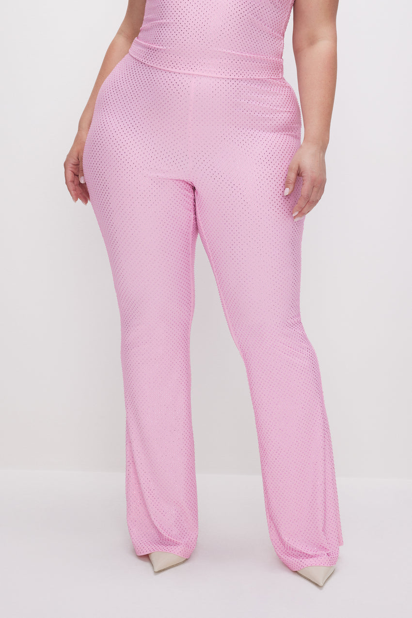 SMOOTH MATTE CRYSTAL PULL-ON FLARES | SUGAR PINK003 View 6 - model: Size 16 |