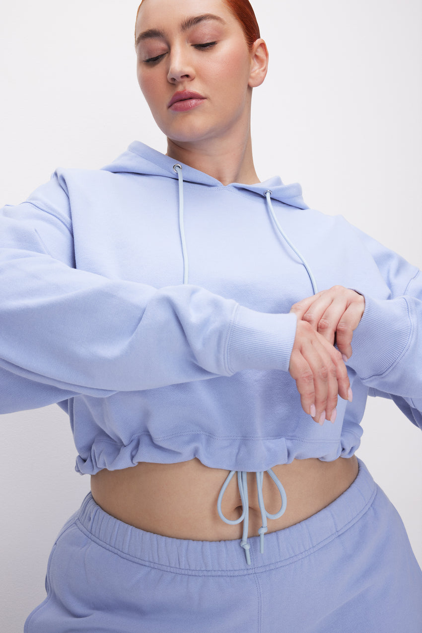 CROPPED COTTON HOODIE | GLASS001 View 5 - model: Size 16 |