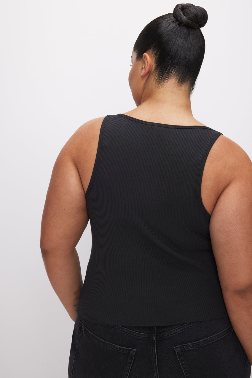RIBBED FEATHERWEIGHT TANK TOP | BLACK001 View 7 - model: Size 16 |