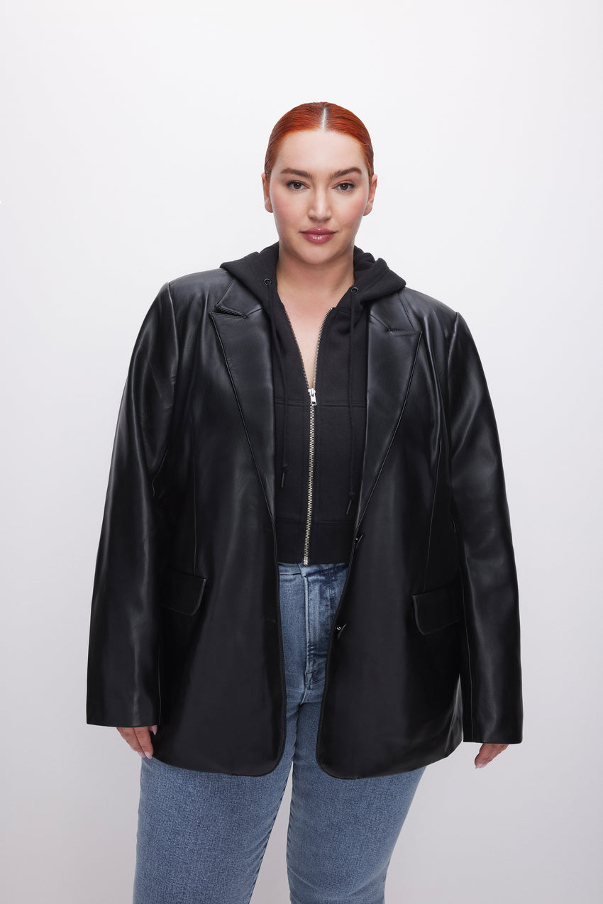 FAUX LEATHER BLAZER | BLACK001 View 5 - model: Size 16 |