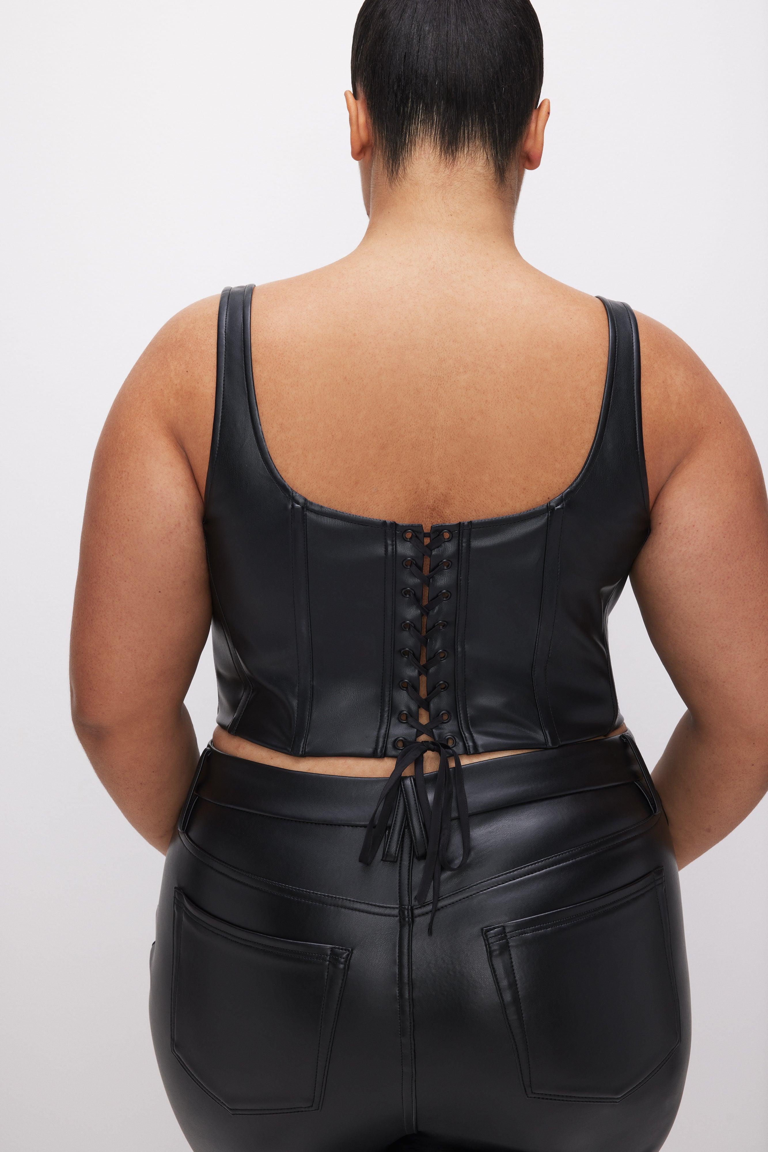 FAUX LEATHER CORSET  BLACK001 - GOOD AMERICAN