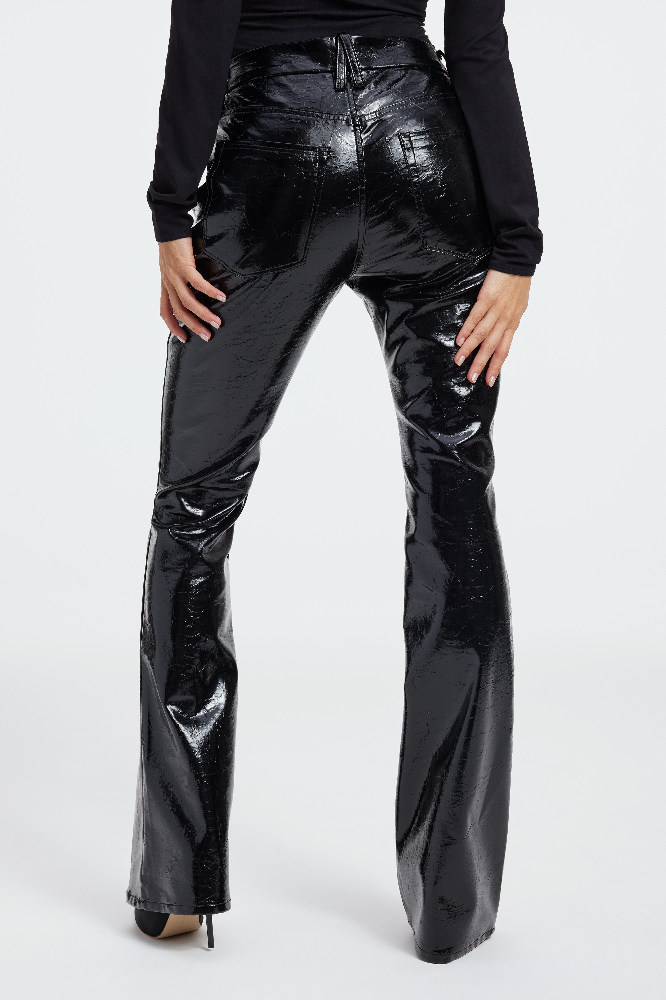 GOOD CLASSIC BOOT FAUX LEATHER PANTS | BLACK001 - GOOD AMERICAN