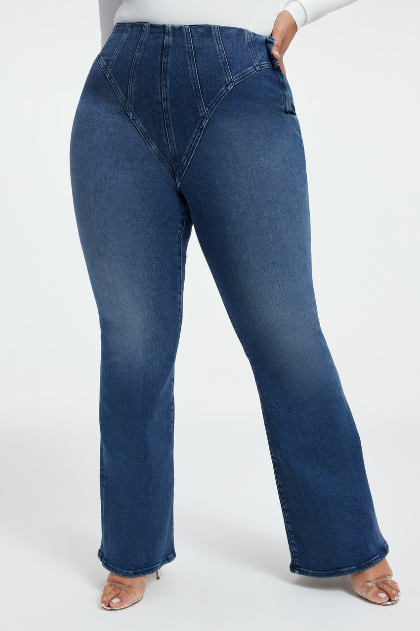 Good American Plus Size Good Legs High Rise Stretch Denim Flared