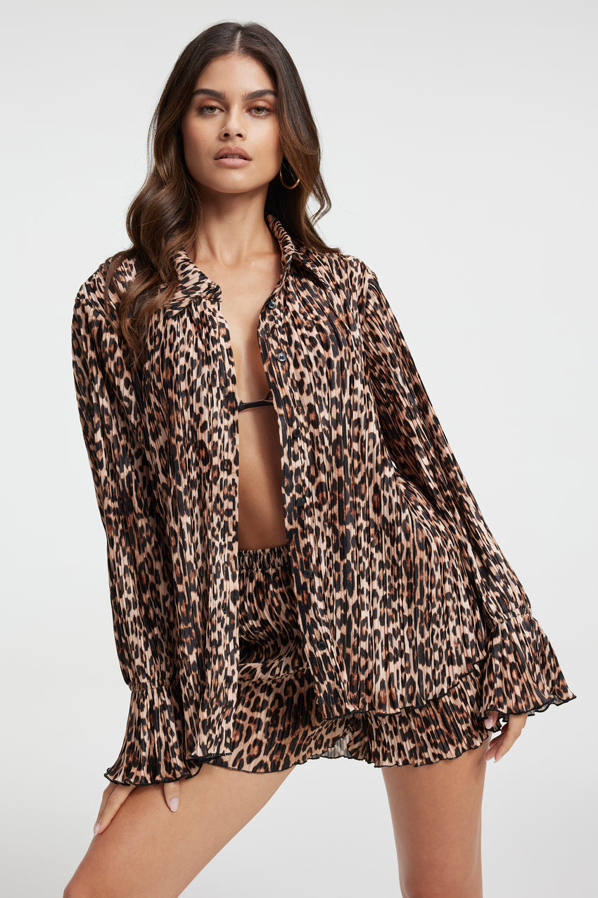 ALWAYS FITS PLISSÉ SHIRT | GOOD LEOPARD003 View 0 - model: Size 0 |