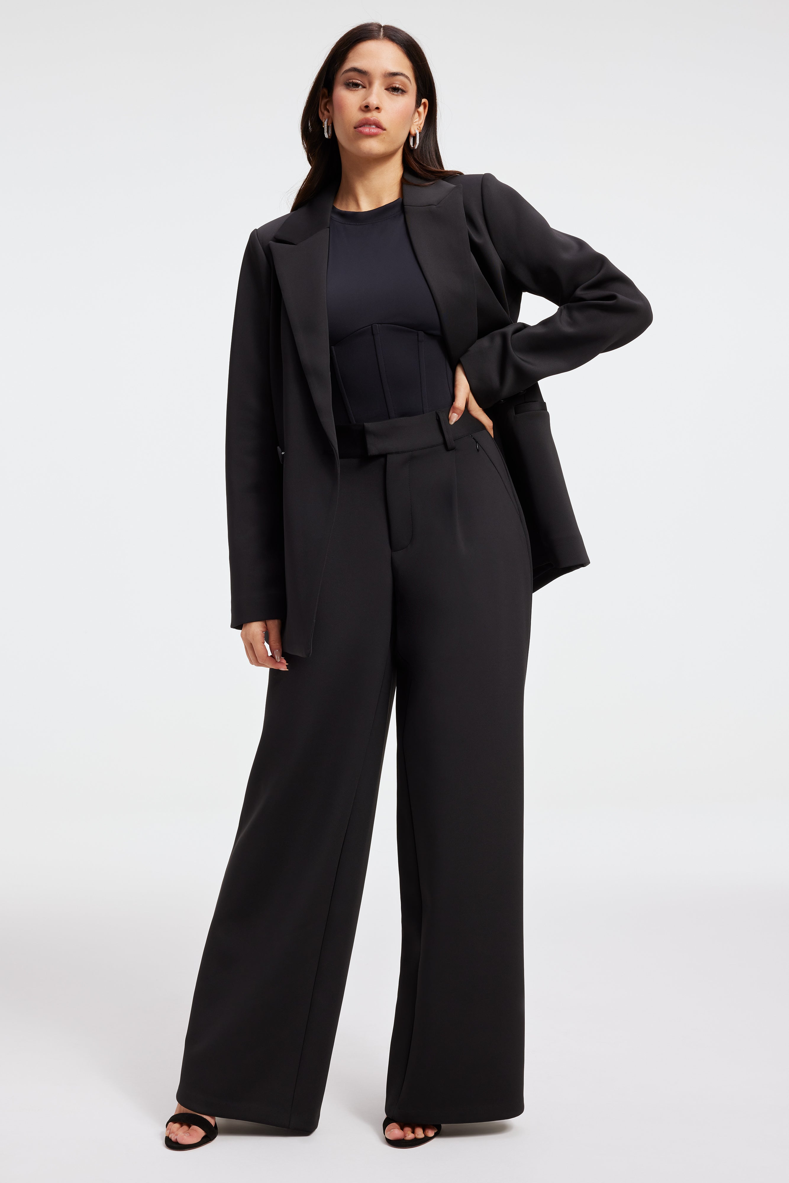 Anthracite Wide Leg Scuba Trousers