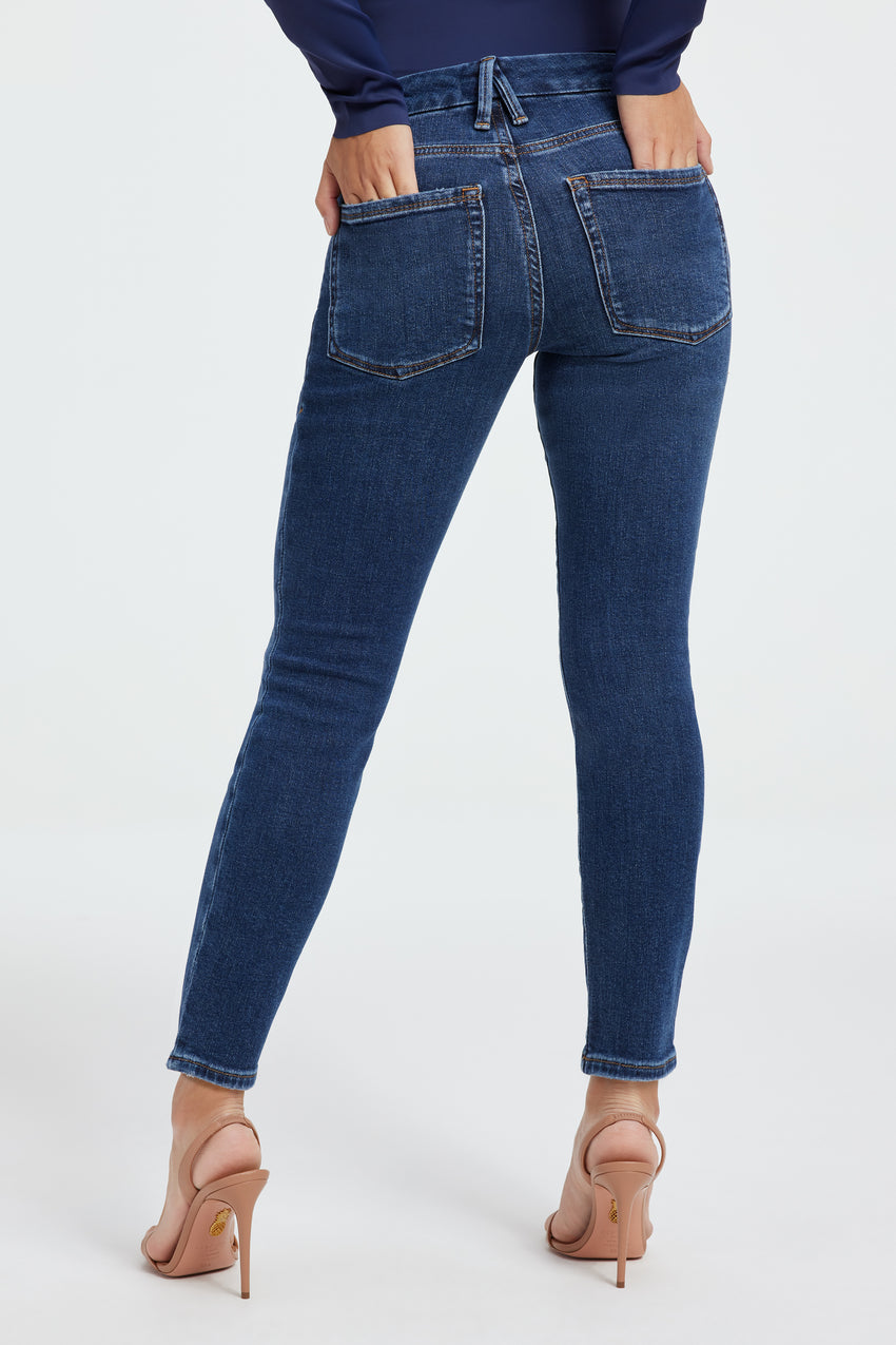 GOOD PETITE SKINNY JEANS | INDIGO312 View 3 - model: Size 0 |