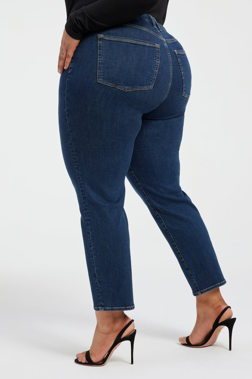 GOOD CLASSIC SLIM STRAIGHT JEANS | BLUE609 View 7 - model: Size 16 |