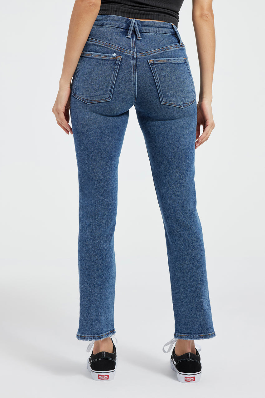 GOOD LEGS STRAIGHT JEANS | INDIGO478 View 3 - model: Size 0 |