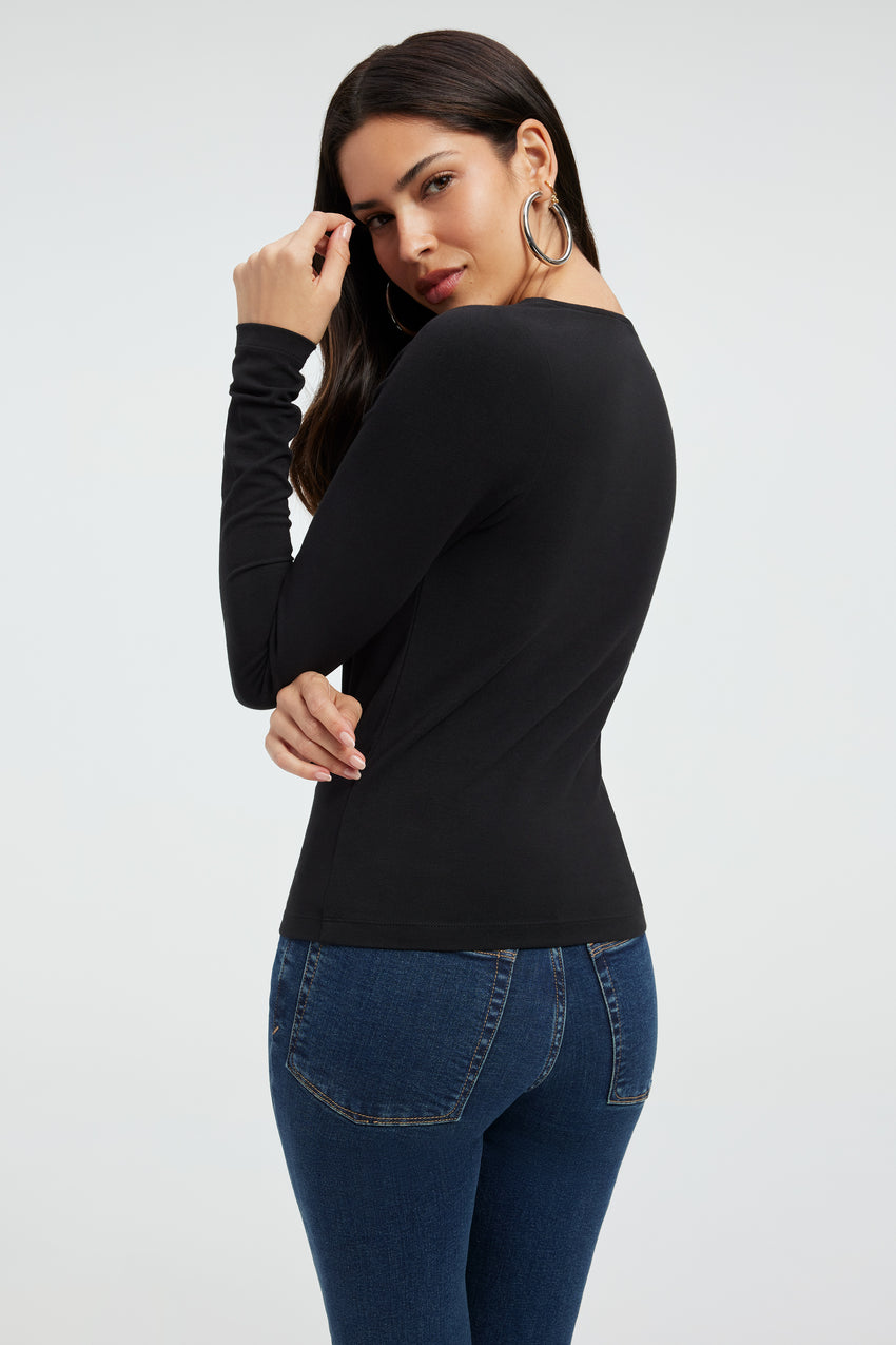 SUPER STRETCH LONG SLEEVE TEE | BLACK001 View 1 - model: Size 0 |