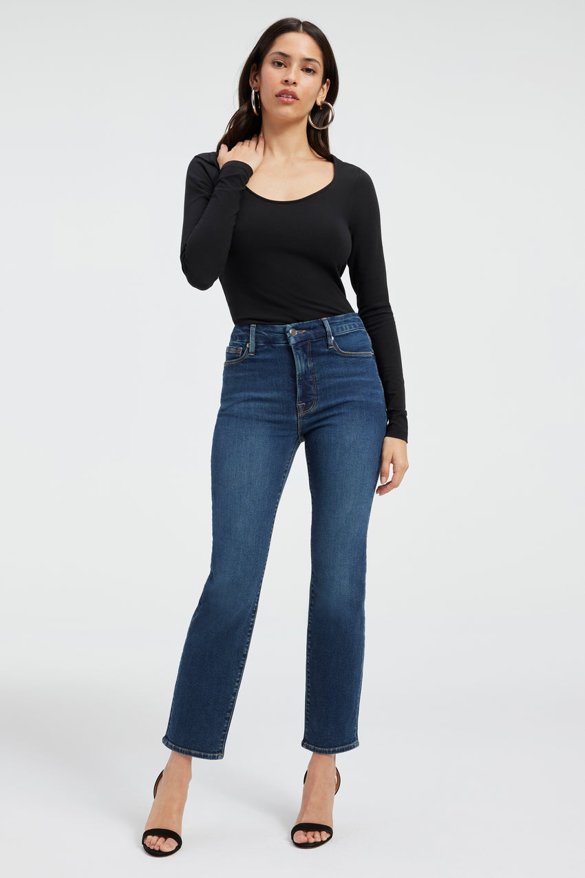 GOOD CLASSIC SLIM STRAIGHT JEANS | BLUE609 View 1 - model: Size 0 |