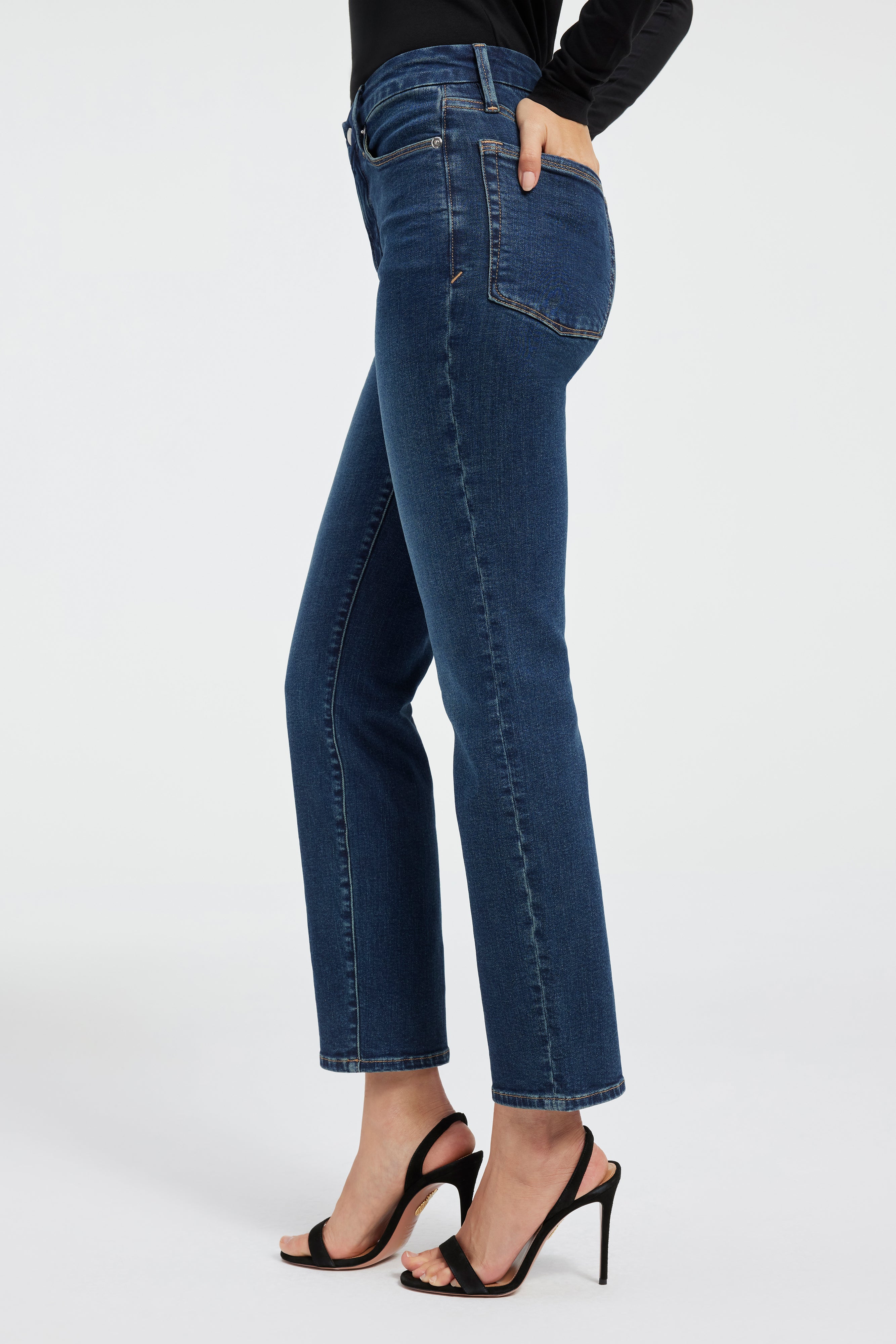 GOOD CLASSIC SLIM STRAIGHT JEANS | BLUE609 - GOOD AMERICAN | Stretchjeans
