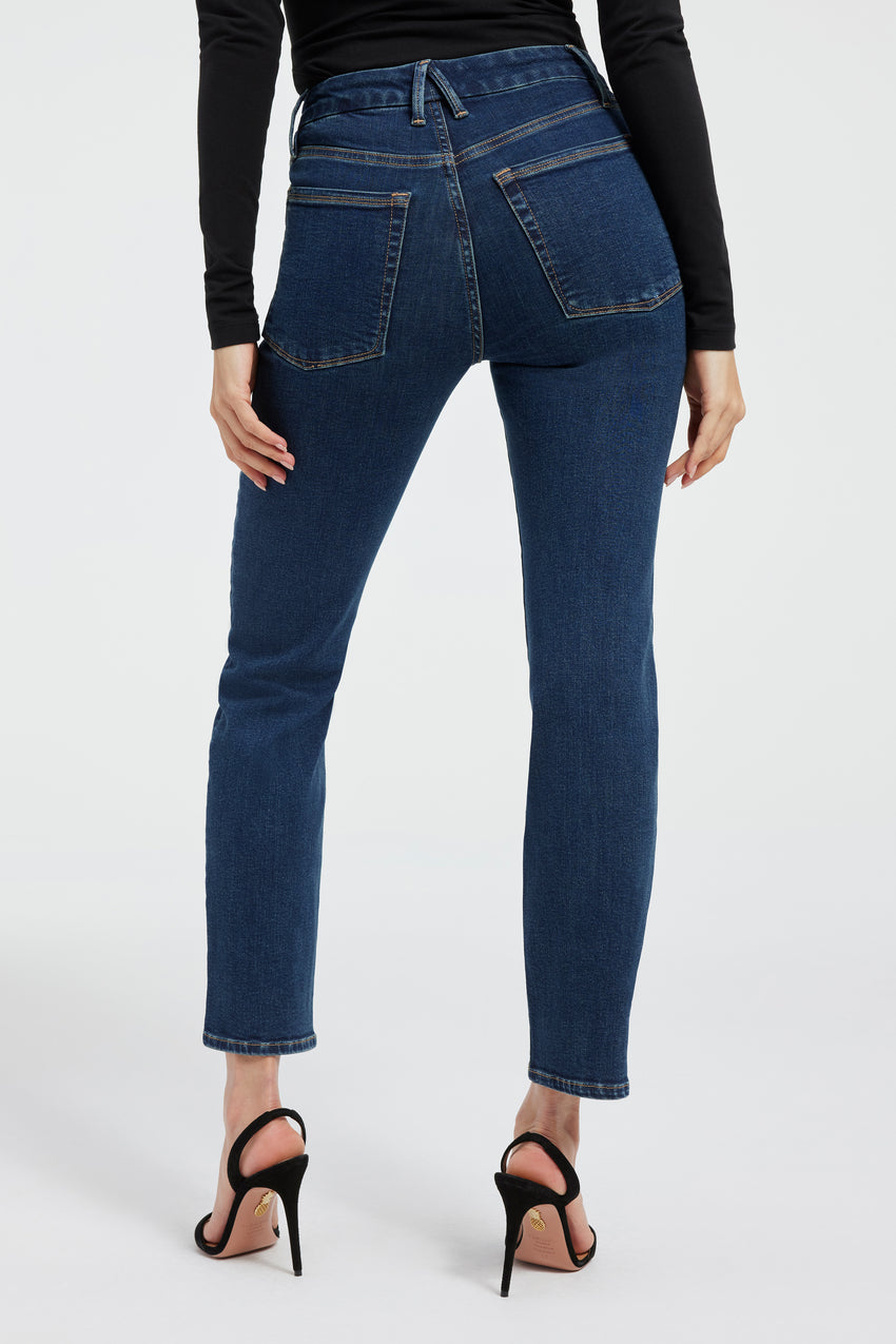 GOOD CLASSIC SLIM STRAIGHT JEANS | BLUE609 View 3 - model: Size 0 |