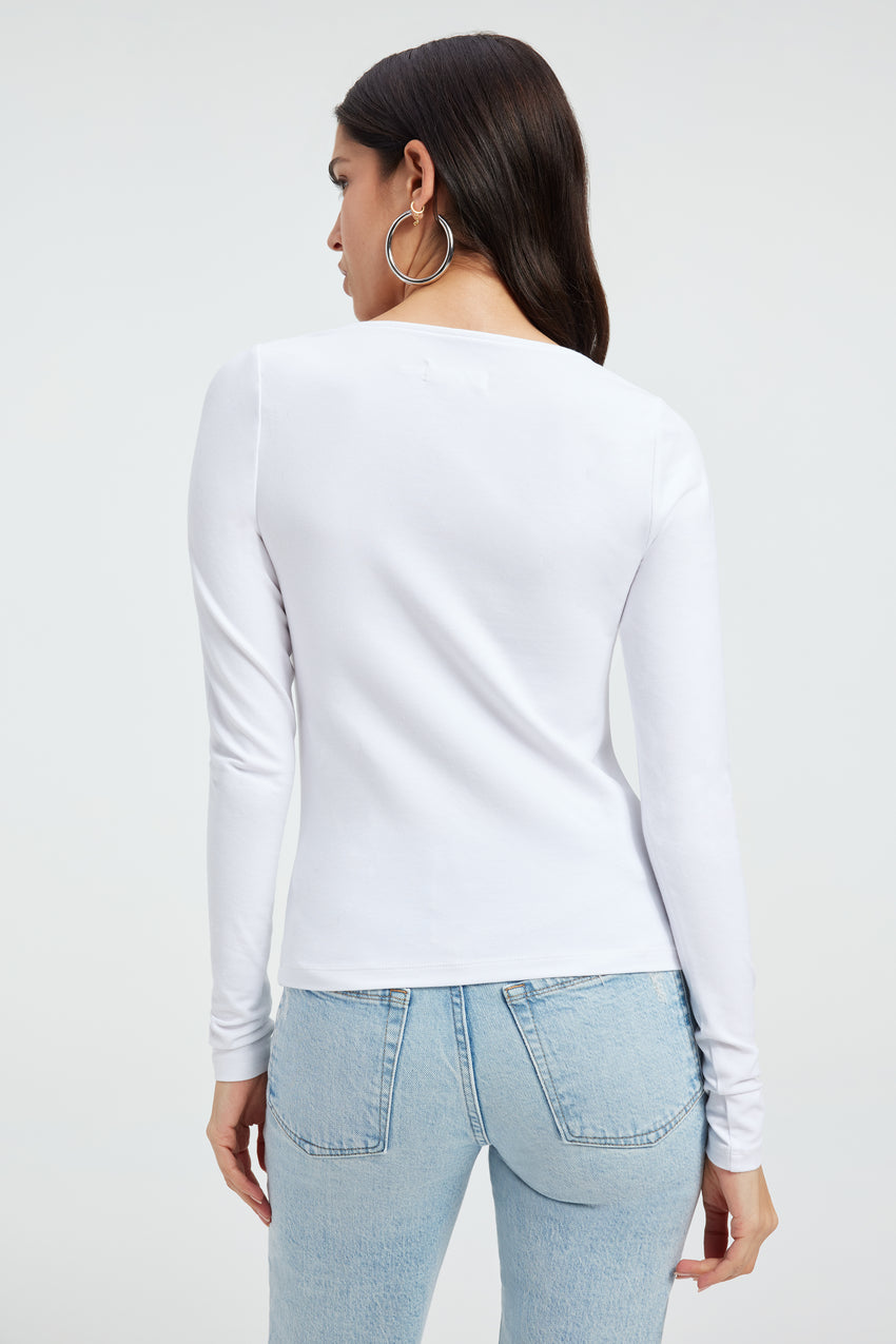 SUPER STRETCH LONG  SLEEVE | WHITE001 View 8 - model: Size 0 |