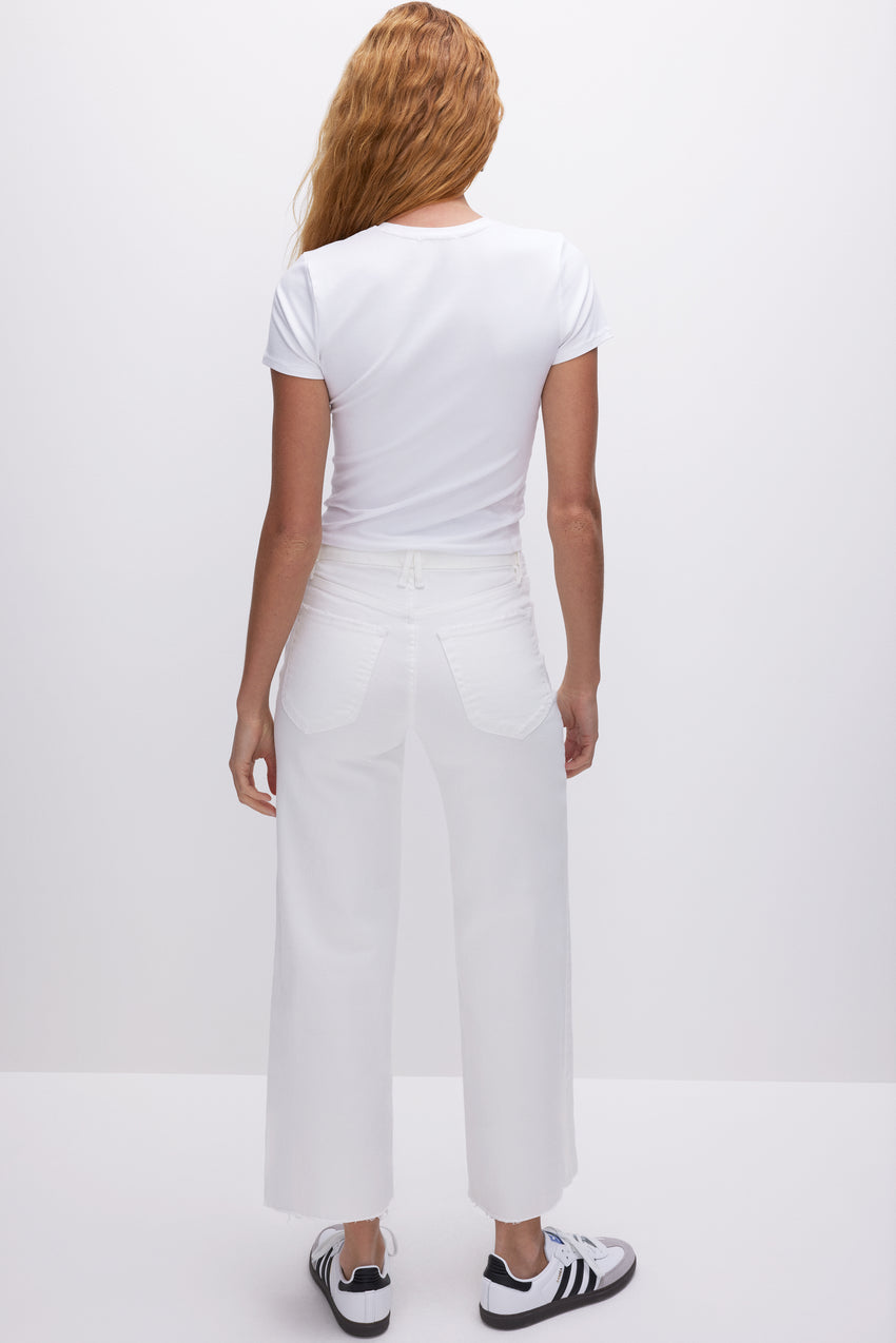 GOOD WAIST CROPPED PALAZZO JEANS | WHITE001 View 4 - model: Size 0 |
