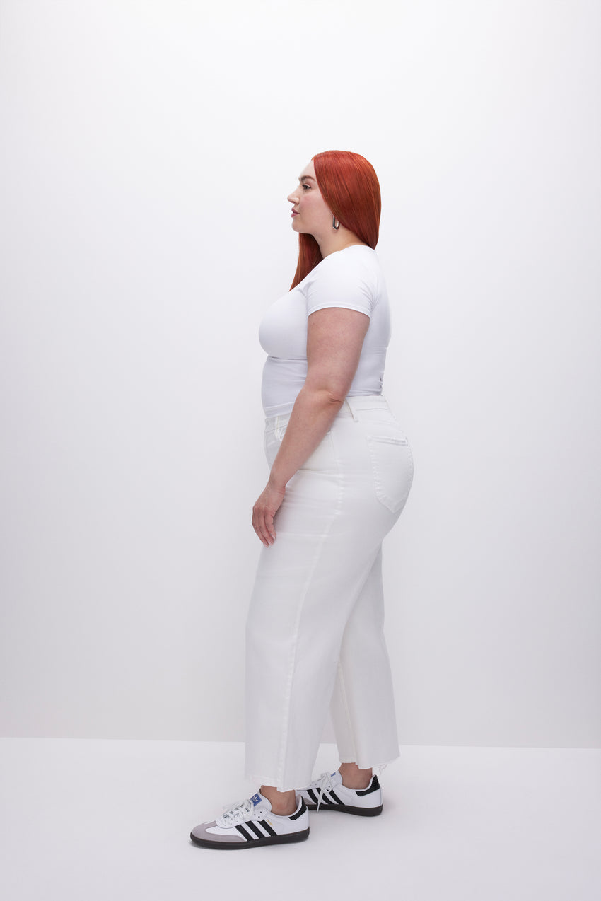 GOOD WAIST CROPPED PALAZZO JEANS | WHITE001 View 8 - model: Size 16 |